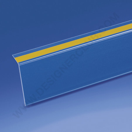 Profil porte-étiquettes adhésif à 105° 40 x 1000 mm. – ailette arrière 20 mm. pvc cristal