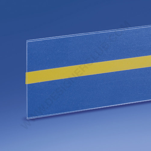 Profil porte-étiquettes adhésif au centre 60 x 1000 mm. pvc cristal