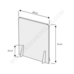 Thekenschutzschild mit Stützfüßen - 600 x 750 mm. (Mindestbestellung 2 Stück)