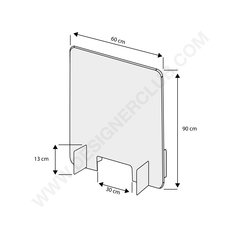 Thekenschutzschild mit Rechteckschlitz und Stützfüßen - 600 x 900 mm. (Mindestbestellung 2 Stück)