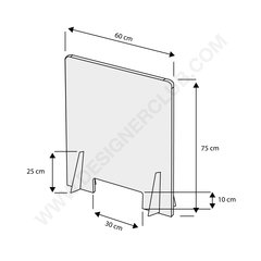 Protection de comptoir avec pieds et ouverture rectangulaire - 600 x 750 mm. (lot de 2)