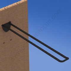 Clavija doble de plástico negro con clip de doble gancho para tablero de clavijas de 250 mm. Con frontal redondeado para portaetiquetas