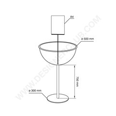 Soporte media esfera Ø 500 mm con soporte para rótulos y base Ø 300 mm - Premium