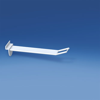 Wire reinforced slatwall prong white with big price holder mm. 150