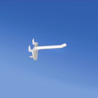 Gancho simple de plástico blanco con puntas para inserción automática L. 50 mm