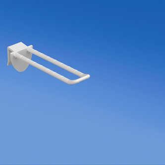 Prendedor de plástico duplo universal mm. 100 branco para espessura mm. 10-12 com frente arredondada para porta-etiquetas
