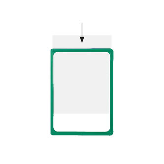 Zielona plastikowa ramka a4, otwarta na krótkim boku
