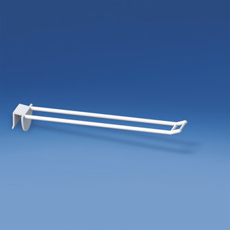 Prendedor de plástico duplo universal mm. 200 branco para espessura mm. 10-12 com pequeno suporte de preço