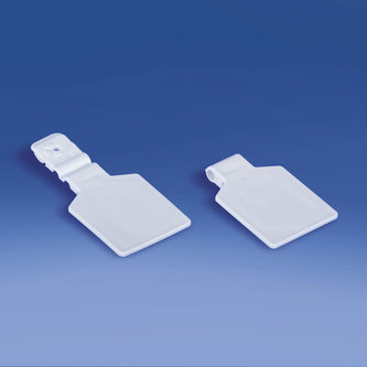 Weißer Etikettenhalter für Doppelzacken mit Clip Durchm. mm. 3