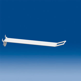Wide plastic prong white automatic hook mm. 200 with big price holder