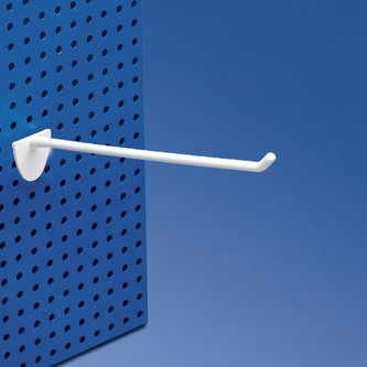 Pinza de plástico blanca con doble gancho para tablero de clavijas de 200 mm.