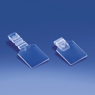 Klarsicht-Etikettenhalter für Doppelzacken mit Clip Durchm. mm. 3