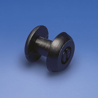 Rivet plastique noir, tête 12 mm, pour épaisseur 7,5 mm.