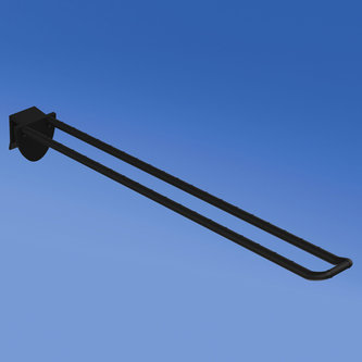 Prendedor de plástico duplo universal mm. 250 preto para espessura mm. 10-12 com frente arredondada para porta-etiquetas
