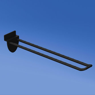 Doble clavija negra para panel de chapa de 200 mm con frontal redondeado para portaetiquetas