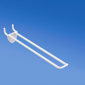 Duplo prendedor branco para painéis alveolares de 10-12 mm. de espessura, 200 mm com frente arredondada para porta-etiquetas
