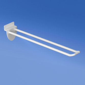 Double prong white for slatwall 200 mm with rounded front for label holders