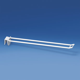 Universal double plastic prong mm. 250 white for thickness mm. 10-12 with small price holder