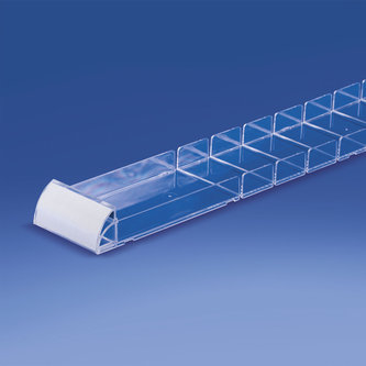 Clear shelf organizer with high rounded front