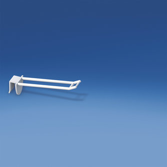 Prendedor de plástico duplo universal mm. 100 branco para espessura mm. 10-12 com pequeno suporte de preço