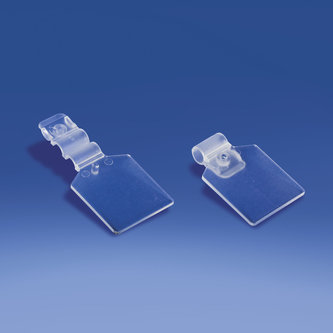 Doorzichtige etikethouder voor dubbele tanden met clip diam. mm. 5