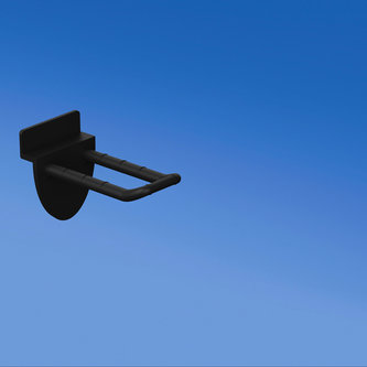 Dubbele pin zwart voor slatwall 50 mm met afgeronde voorzijde voor etikethouders