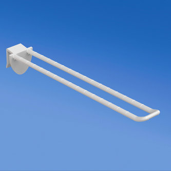 Prendedor de plástico duplo universal mm. 200 branco para espessura mm. 10-12 com frente arredondada para porta-etiquetas