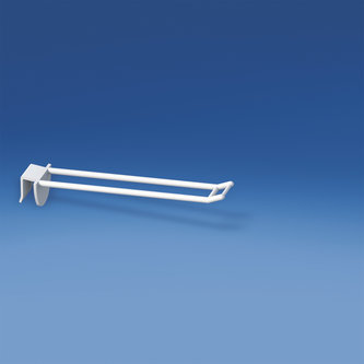 Prendedor de plástico duplo universal mm. 150 branco para espessura mm. 10-12 com pequeno suporte de preço