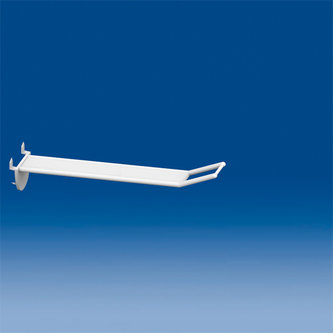 Wide plastic prong white automatic hook mm. 150 with big price holder