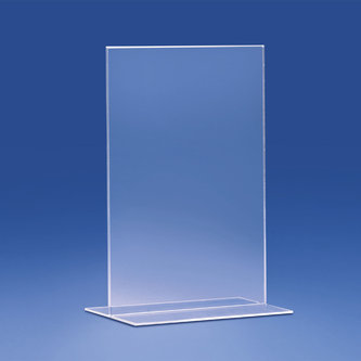 Piegato trasparente a cavalletto verticale a6 - 105 x 150 mm.