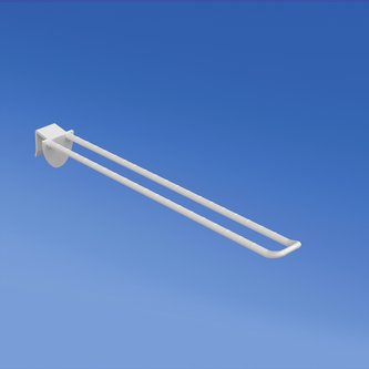 Pinza doble universal de plástico mm. 250 blanco para espesor mm. 16 con frontal redondeado para portaetiquetas