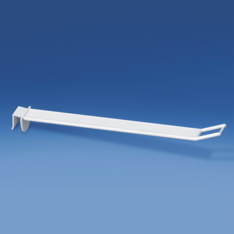 Universal wide reinforced plastic prong mm. 250 white for thickness mm. 10-12 with big price holder