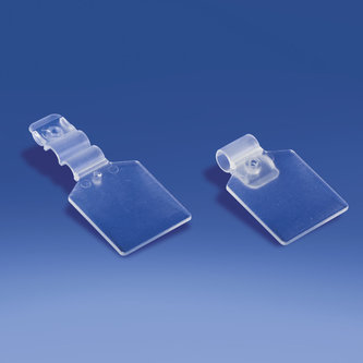 Portaetiquetas transparente x doble púa con clip diam. mm. 5,6/5,7
