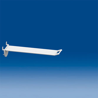 Wide plastic prong white automatic hook mm. 150 with small price holder