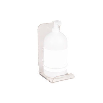 Clear wall mounted holder for hand sanitizer dispenser - with cable tie (minimum order 2 pcs)