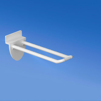 Double prong white for slatwall 100 mm with rounded front for label holders