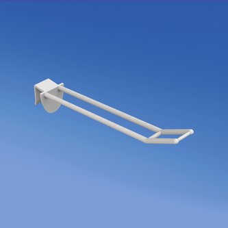 Universal double plastic prong mm. 150 white for thick mm. 16 with big price holder