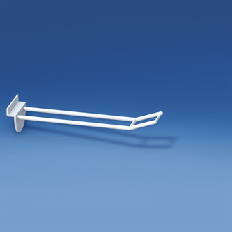 Double slatwall prong white with big price holder mm. 150