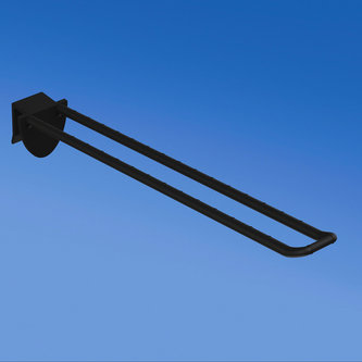 Prendedor de plástico duplo universal mm. 200 preto para espessura mm. 10-12 com frente arredondada para porta-etiquetas
