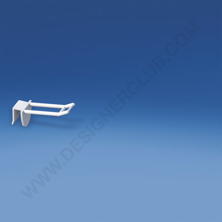 Prendedor de plástico duplo universal mm. 50 branco para espessura mm. 10-12 com pequeno suporte de preço