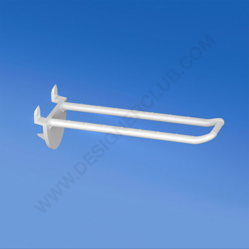 Broche  plastic double automatic white ins. 100 mm long with rounded front for label holders