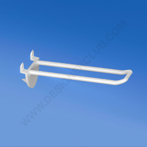 Broche plastique double automatique blanc ins. 100 mm de long avec face avant arrondie pour les porte-étiquettes