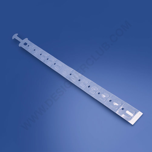 Clear pvc one-faced merchandising strip with 12 hooks