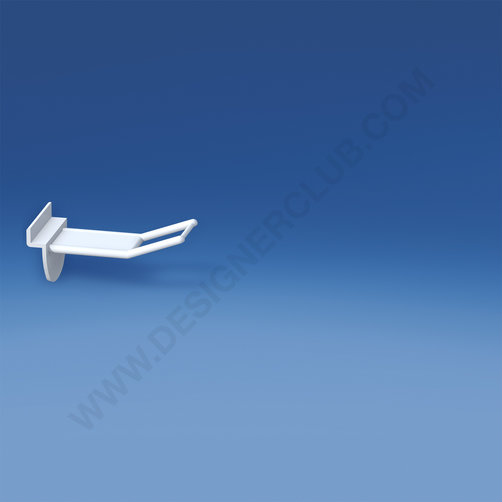 Broche (gancio) larga rinforzata bianca in plastica per pannelli dogati con p. e. lungo lungh. mm. 50