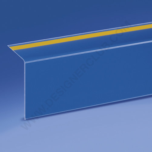 Profil porte-étiquettes adhésif à 90° 60 x 1000 mm. - ailette arrière 40 mm. pvc cristal