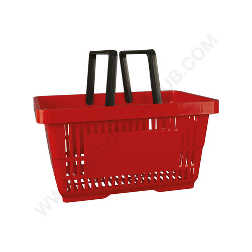 Red shopping basket 28 lt with 2 handles