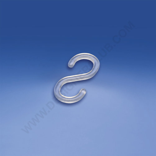 Clear plastic "s" hook 39 mm.