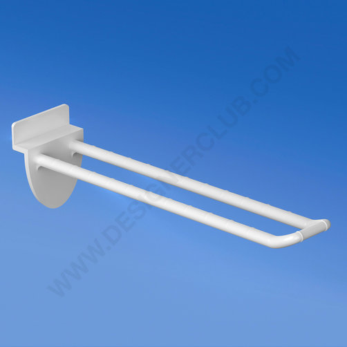 Double prong white for slatwall 150 mm with rounded front for label holders