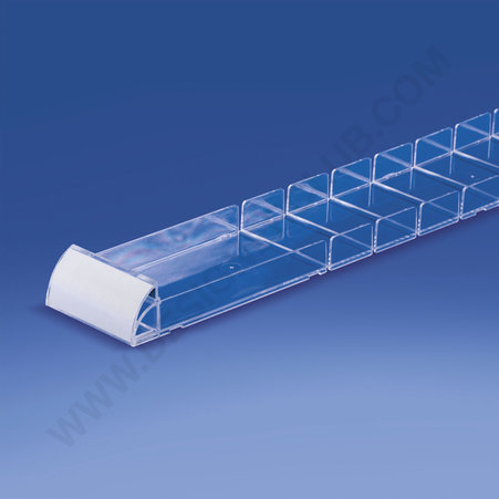 Clear shelf organizer with high rounded front