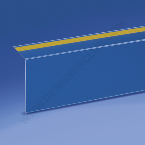 Profil porte-Étiquettes adhÉsif À 90° 60 x 1000 mm. - ailette arriÈre 30 mm. pvc cristal